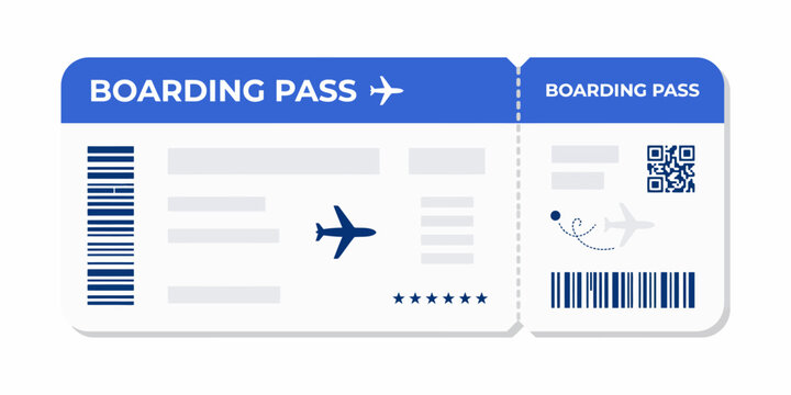 Airline boarding pass ticket vector flight coupon isolated