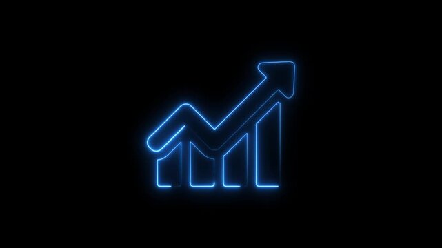 Neon business graph animation increased. Abstract neon line business graph animation. Abstract business growth and start up business concept ,growth concept royal neon line