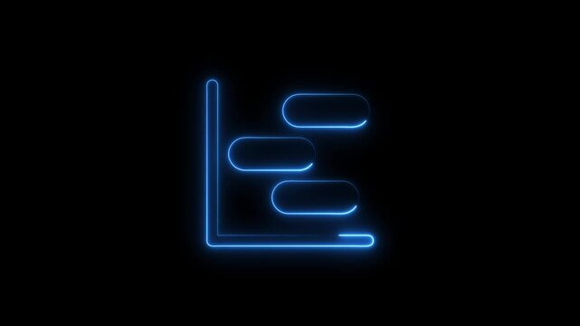 Glowing neon bar graph indicating growth Abstract neon business graph icon animation and black background. 
