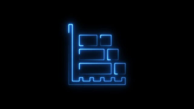 Neon business graph chart icon animation background. Neon business growth concept. Glowing neon business graph chart icon animation background