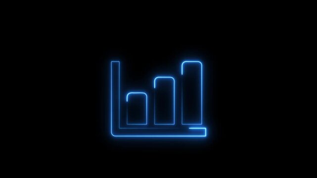 Neon business graph chart icon animation background. Neon business growth concept. Glowing neon business graph chart icon animation background