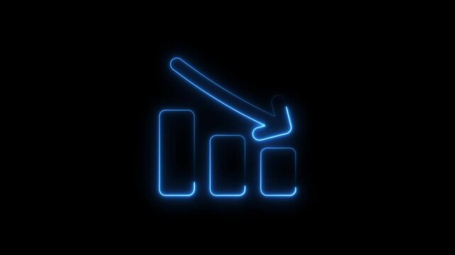 neon line business graph icon animation Neon business graph chart icon animation on isolated black background. Neon business growth idea animated