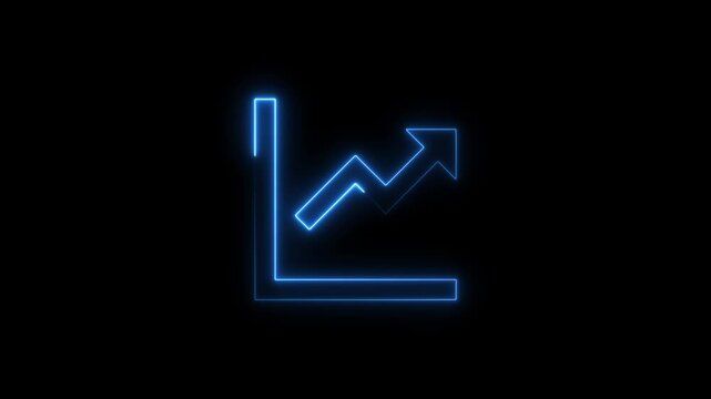 neon arrow up business graph icon animation. business chart growth concept.