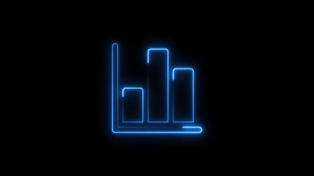 Neon business graph chart icon animation background. Neon business growth concept. Glowing neon business graph chart icon animation background