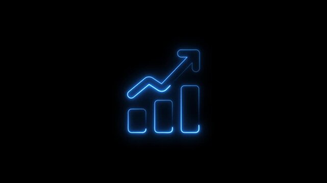 Neon business graph animation increased. Abstract neon line business graph animation. Abstract business growth and start up business concept ,growth concept royal neon line