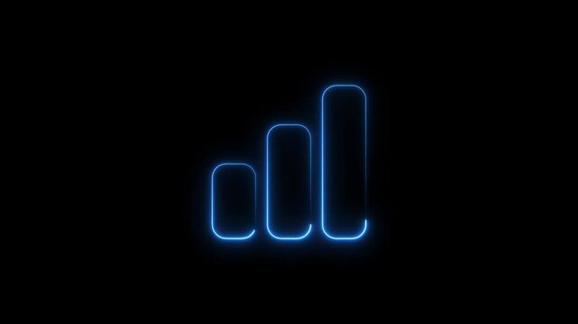 neon line business graph icon animation Neon business graph chart icon animation on isolated black background. Neon business growth idea animated