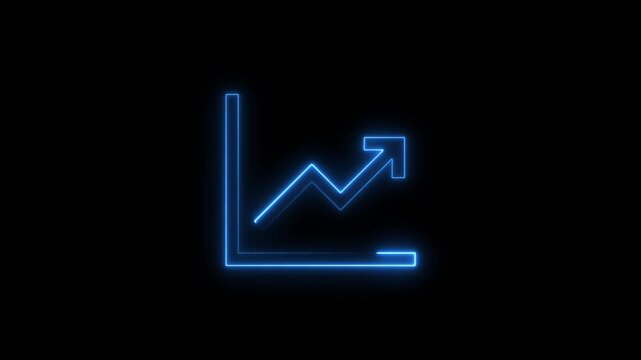 neon arrow up business graph icon animation. business chart growth concept.