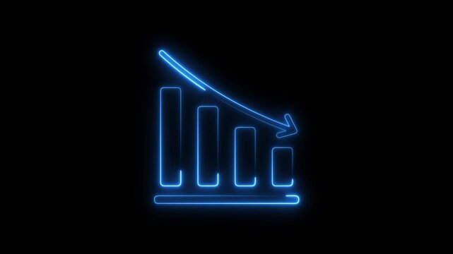 neon line business graph icon animation Neon business graph chart icon animation on isolated black background. Neon business growth idea animated