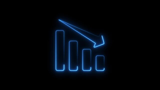neon line business graph icon animation Neon business graph chart icon animation on isolated black background. Neon business growth idea animated