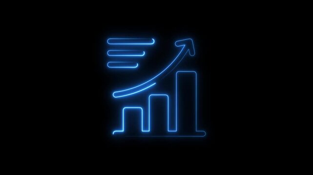 neon line business graph icon animation Neon business graph chart icon animation on isolated black background. Neon business growth idea animated.