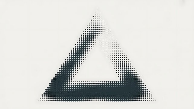 PNG image of Abstract geometric halftone dot pattern forming a gradient fading triangle shape in monochrome style on transparent background