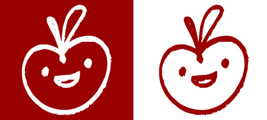 Cherry doodle illustration features cute hand drawn sweet fruit character with smiling faces. Simple kawaii berry food icon graphic for kids sticker t-shirt print layout clip art. © dirtyfellas