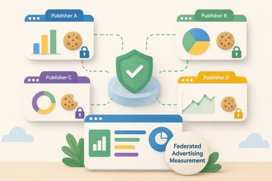 Federated advertising measurement with privacy shield and publisher dashboards