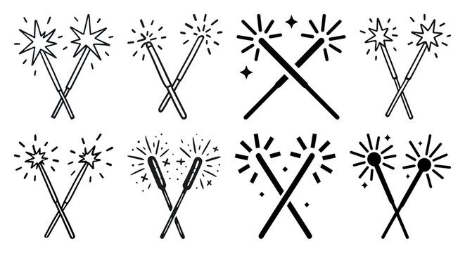 PNG Sparkler icons in various styles on transparent background