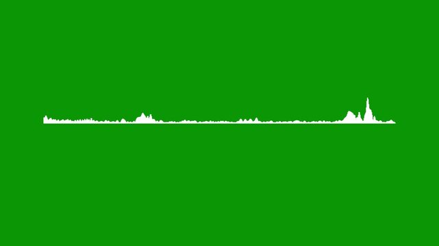 Abstract white audio spectrum loop music frequency waveform pulse indicator overlay for radio podcast, abstract audio sound visualiser wave spectrum animation on green  screen background,4k video