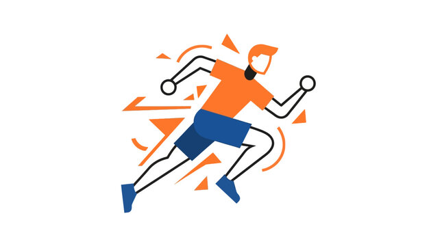 Abstract athletic runner sprinting fast for business marketing logo design on white background