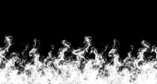 Intense white smoke rising gracefully against a deep black background creating a dramatic abstract texture for artistic graphic design projects