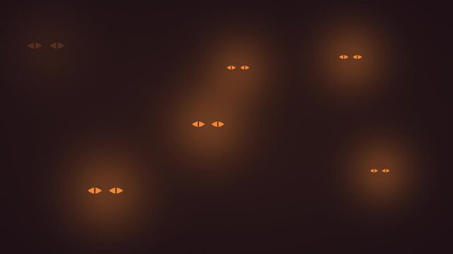 Halloween background of glowing eyes blinking in the dark, seamless loop in orange and black
