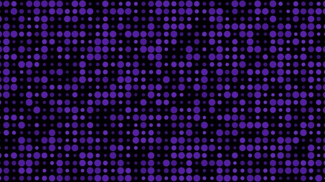 A grid of glowing purple dots arranged in a pixelated pattern against a dark background
