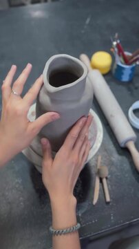 Close-Up of Pot Shaping in Ceramic Making