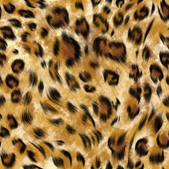 ​Seamless leopard fur pattern background. Watercolor painted cheetah skin texture for textile print, fashion design, wallpaper, and backdrop. © อุทัย คำหารพูล
