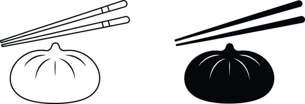 Asian dumpling and chopsticks icon vector illustration