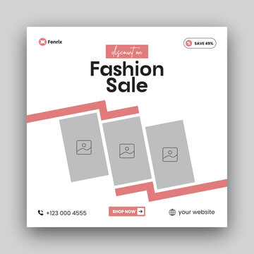 Fashion sale social media post web banner design template 