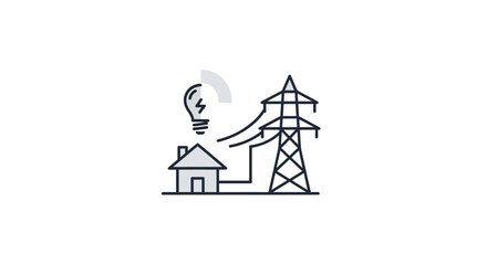 Fototapeta premium Electricity connection to house from power line, light bulb icon