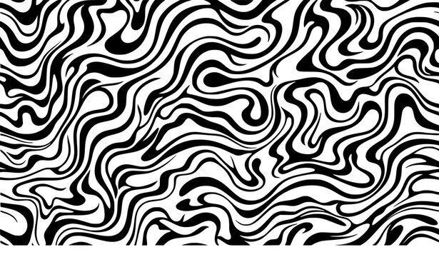 Title:
Groovy Zebra Stripe Liquid Wave Seamless Vector Pattern in Black and White