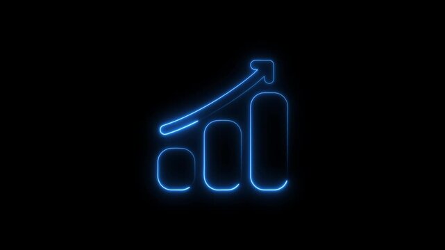 glowing neon business graph growth arrow up arrow. neon arrow business graph icon animation 4k video