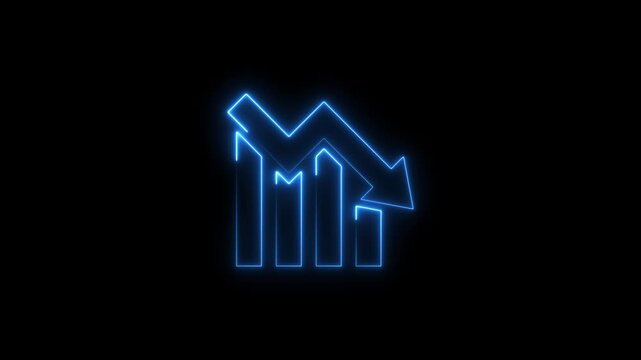 neon line business graph icon animation Neon business graph chart icon animation on isolated black background. Neon business growth idea animated
