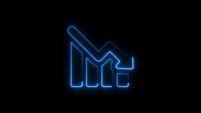 neon line business graph icon animation Neon business graph chart icon animation on isolated black background. Neon business growth idea animated