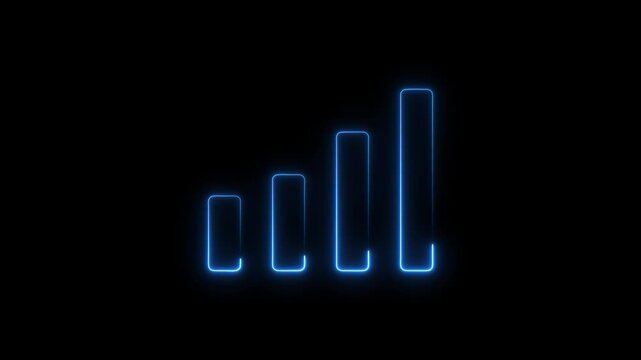 Glowing neon bar graph indicating growth Abstract neon business graph icon animation.