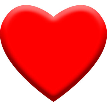 Red Heart Shape 3D Beveled Vector Icon Symbol