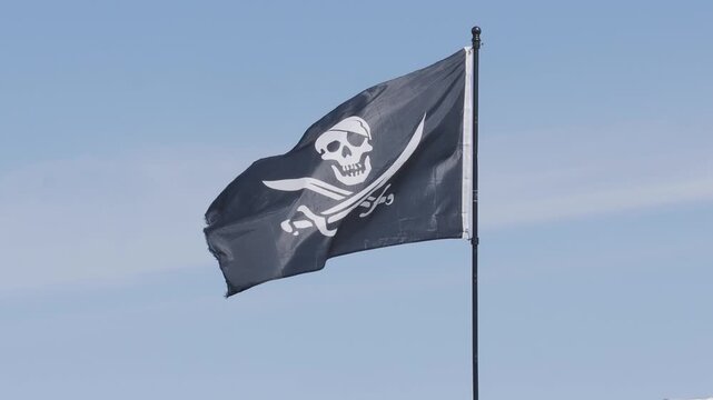 Jolly Roger Pirate Flag Blowing in the Wind