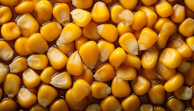 top down view of sweet corn kernels with macro detail texture ultra sharp studio lighting arranged in professional aesthetic