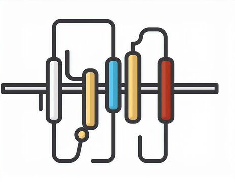 electrical resistor diagram in outline and filled styles on white background