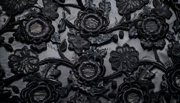 black floral lace texture