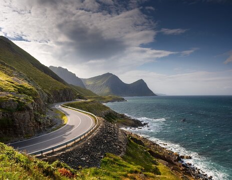 scenic coastal road winding through mountains