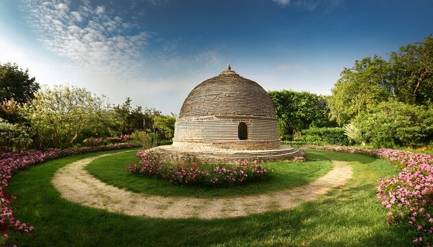 ancient domed structure in garden