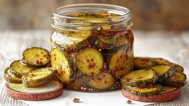 Oversized jar of tangy caribbean tamarind pickles with cloves on minimalist map coaster, clean contemporary white background