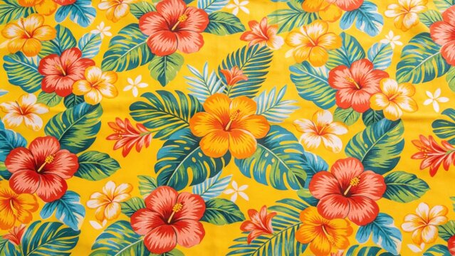 Tropical floral rayon fabric