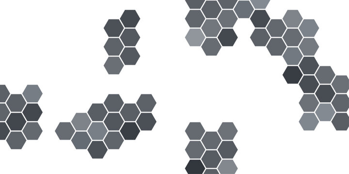 Grey geometric background. Abstract technology inspired hexagon grid with soft depth. For creative poster wallpaper and web banner.