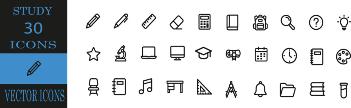 Set of business and office related editable line icons vector illustration featuring simple minimalist black symbols for professional web design projects.editable line icons. Vector illustratior