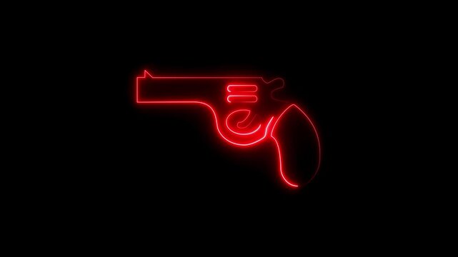 The blinking neon light of a police and law icon on a black background.Motion graphic 4k animation video.