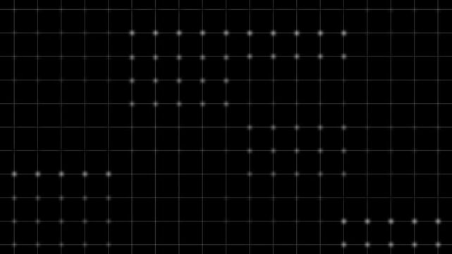 Intersecting white lines on black animated background forming moving grid and digital graph display, Animated Black Background with White Grid Lines and Intersecting Lines graph.4k animation video.