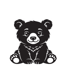 Obraz premium a clean black and white silhouette of a bear.