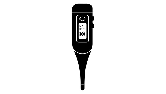 Digital thermometer icon displays a precise reading for body temperature monitoring.