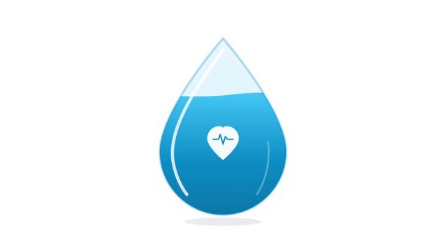 Blue water drop with heartbeat icon for life concept