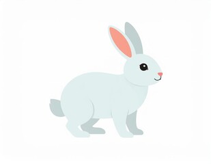 Fototapeta premium Cute White Bunny Rabbit Illustration Isolated on Clean White Background